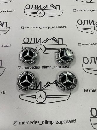 Колпачки черные в ступицу колеса Mercedes 75 мм, реплика